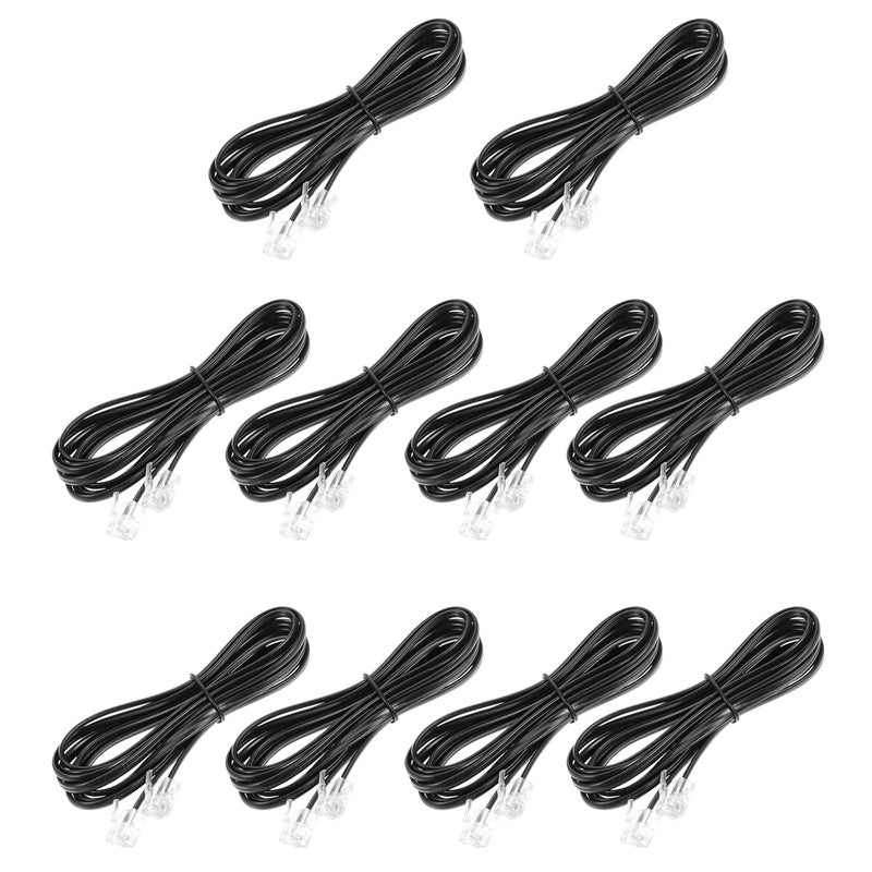 KICHOUSE 10pcs 2-Meter 4-core Flat Telephone Cable with Rj11 Connector, Landline Cord for Home and Office Telephone Accessories - Image 1