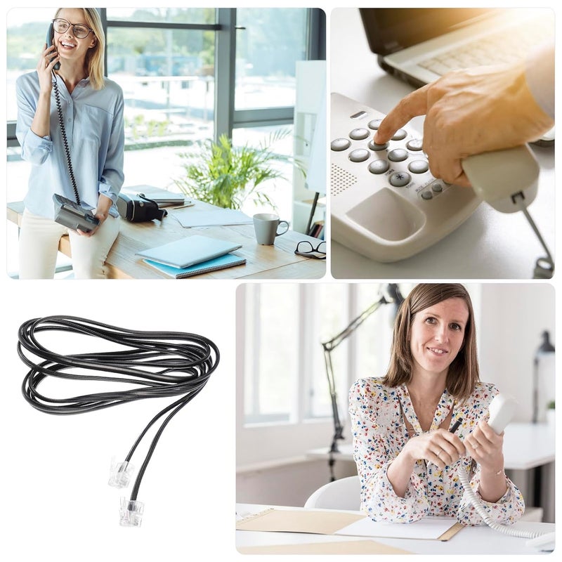 KICHOUSE 10pcs 2-Meter 4-core Flat Telephone Cable with Rj11 Connector, Landline Cord for Home and Office Telephone Accessories - Image 3