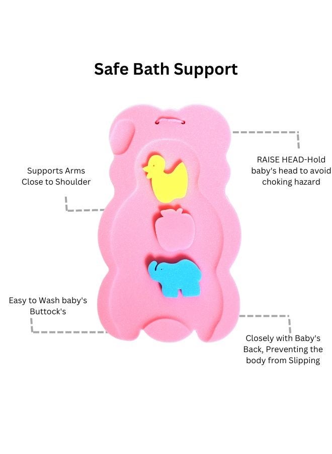 Turtees® Baby bath Holder bath sponge Non-slip Bed Infant Shower Sponge Cushion Bath Mat Newborn Baby Shower Nets Bath Pad Universal Portable Shower Cushion (Pink) - Image 3
