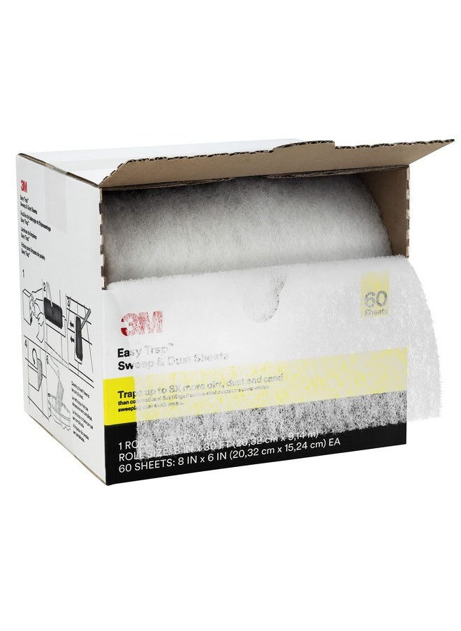 3M 3M Easy Trap Sweep and Dust Sheets, 1 Roll of 60 8" x 6" Sheets, Disposable Easy Sweep Floor Duster, Picks Up 8x More Dirt, Dust, Sand, Hair, Works on Dry or Wet Surfaces, Hardwood Floors, 59152W  - Image 1