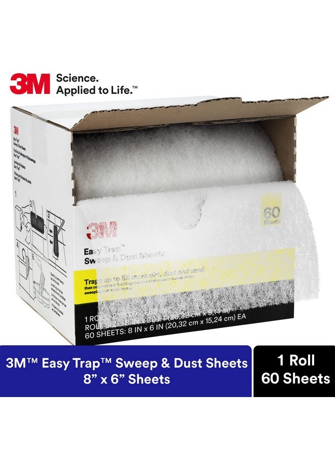 3M 3M Easy Trap Sweep and Dust Sheets, 1 Roll of 60 8" x 6" Sheets, Disposable Easy Sweep Floor Duster, Picks Up 8x More Dirt, Dust, Sand, Hair, Works on Dry or Wet Surfaces, Hardwood Floors, 59152W  - Image 2