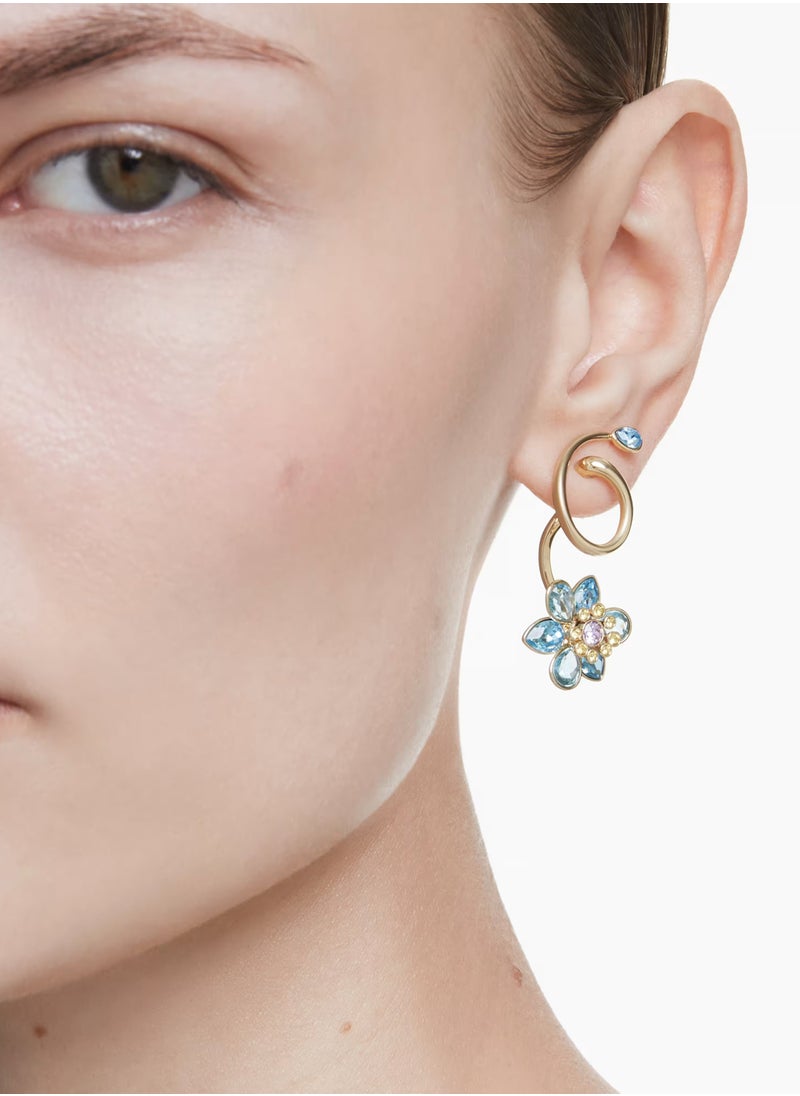 Swaro - Idyllia drop earrings,Asymmetrical design, Mixed cuts, Flower, Multicolored, Gold-tone plated-5709025 - Image 1