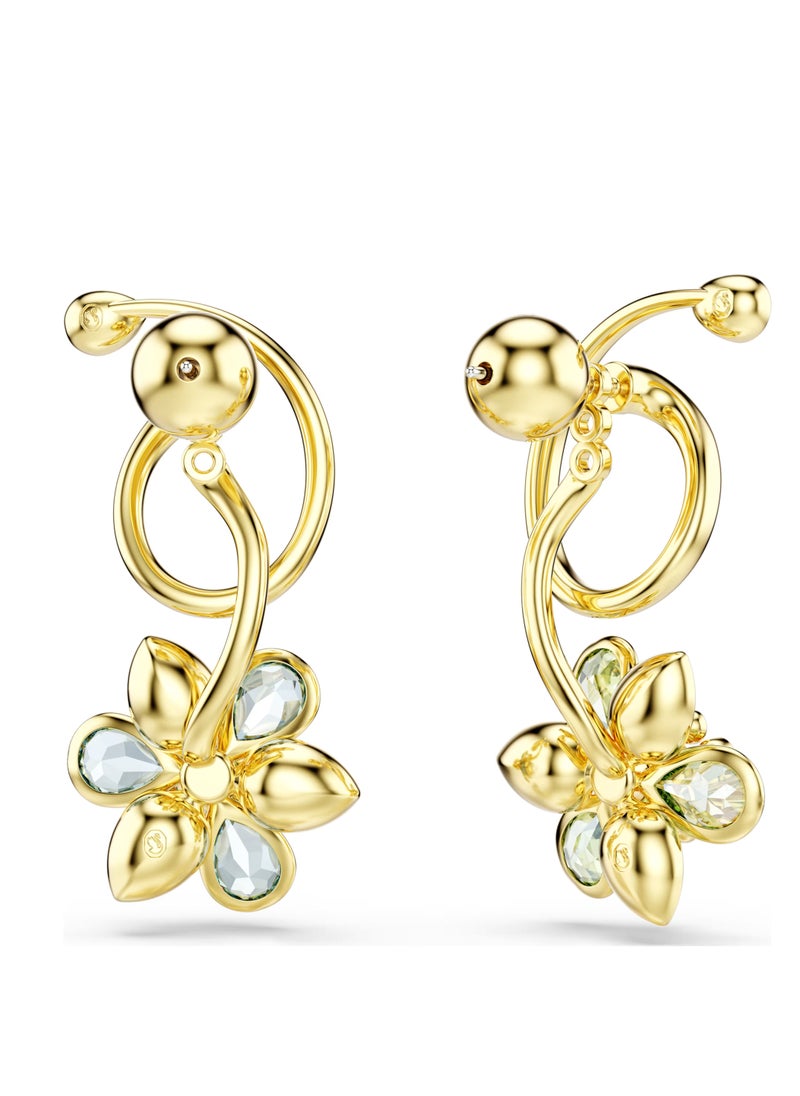 Swaro - Idyllia drop earrings,Asymmetrical design, Mixed cuts, Flower, Multicolored, Gold-tone plated-5709025 - Image 1