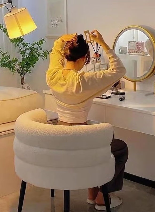 سعيد كرسي أريكة لشخص كسول من صوف الحمل، كرسي طعام منزلي، كرسي بمسند ظهر للشرفة، خزانة ملابس فرعية، مقعد مكياج - Image 2