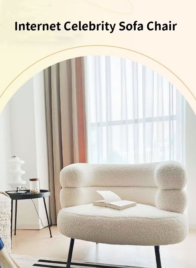 سعيد كرسي أريكة لشخص كسول من صوف الحمل، كرسي طعام منزلي، كرسي بمسند ظهر للشرفة، خزانة ملابس فرعية، مقعد مكياج - Image 4