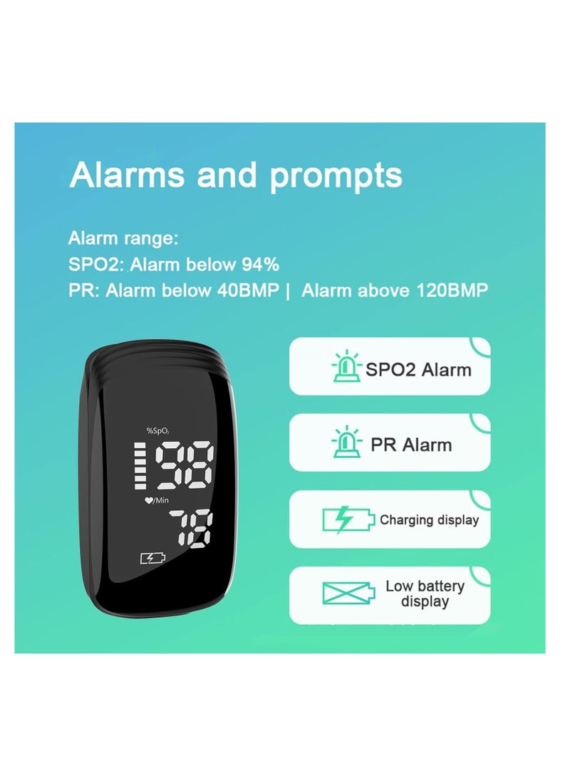 Furtey - Pulse Oximeter Fingertip, Pulse Oximeter Rechargeable,Pulse Oximeter with Rechargeable, Fingertip Blood Oxygen Saturation Monitor Rechargeable, Accurate Fast SpO2 Reading (Black) - Image 1