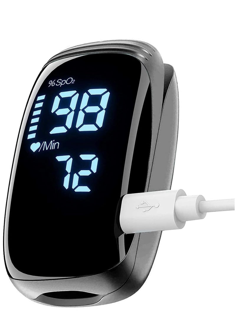 Furtey - Pulse Oximeter Fingertip, Pulse Oximeter Rechargeable,Pulse Oximeter with Rechargeable, Fingertip Blood Oxygen Saturation Monitor Rechargeable, Accurate Fast SpO2 Reading (Black) - Image 1