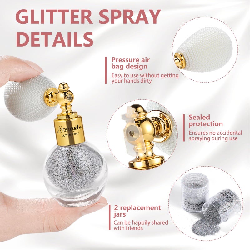 Etercycle Body Glitter Spray, Silver Hair Glitter Extra Fine Face Shimmer Powder, Long-Lasting and Quick-Drying Body Glitter Sparkly Glitter Gifts for Rave Clothes Nail Art Easter Halloween Crafts - Image 4