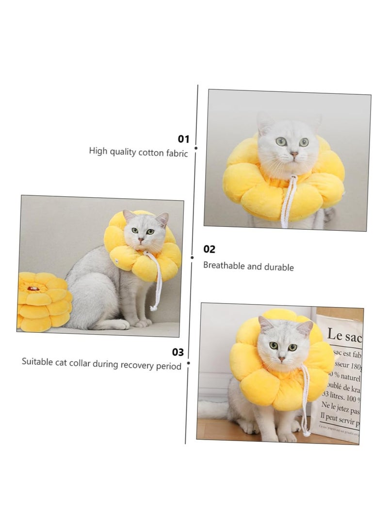 A.M Circle Cat Cone Cat Cone Alternative Cone for Cats Puppy Neck Pillow Sunflower Cat Cones Stress Relieving Pillow Collar Pet Collar Puppy Cone PP Cotton - Image 2