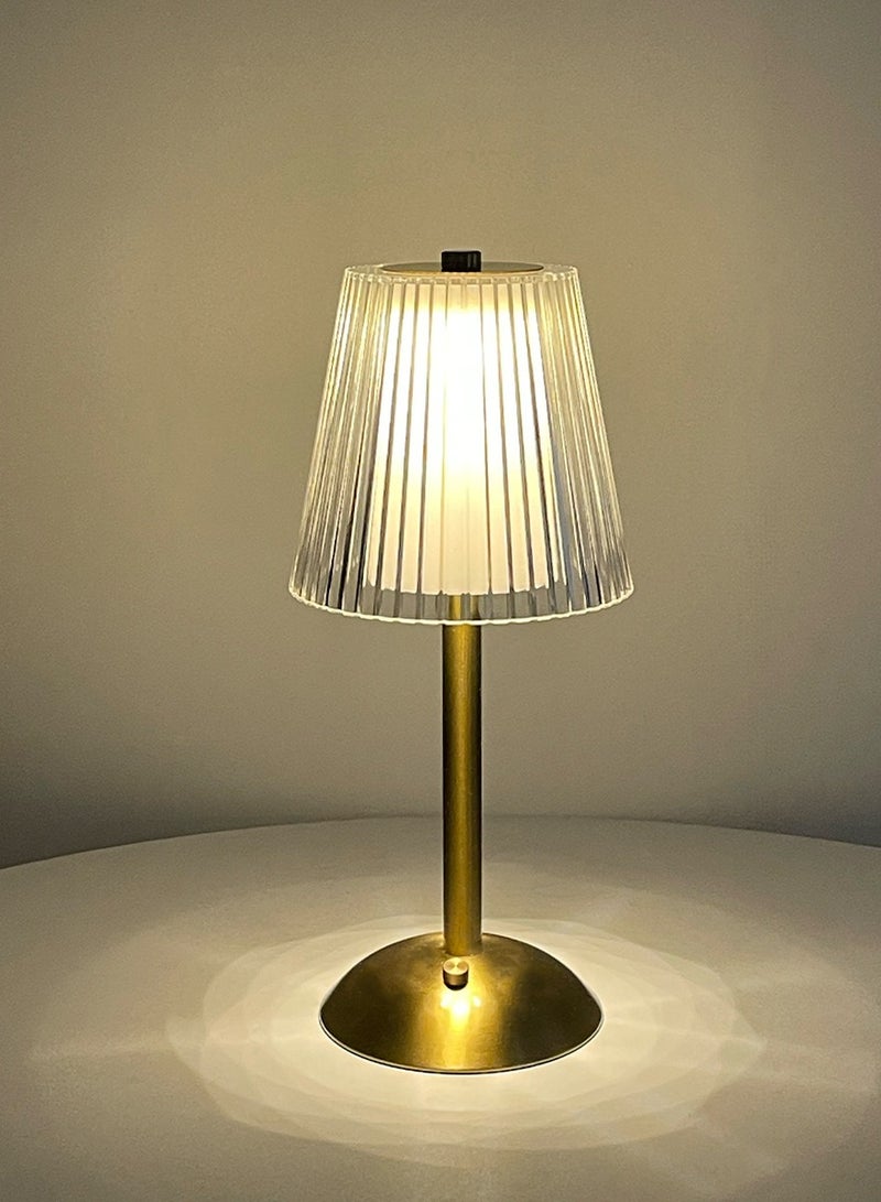 USB - Charging Table Lamp with Metallic Base Pleated Iridescence, Lighting Up the Exquisite Daily Life  - Image 1
