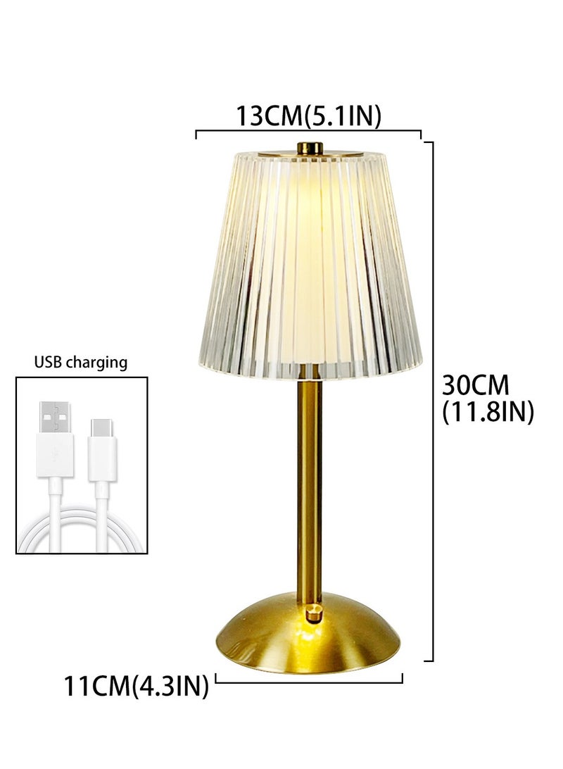 USB - Charging Table Lamp with Metallic Base Pleated Iridescence, Lighting Up the Exquisite Daily Life  - Image 2