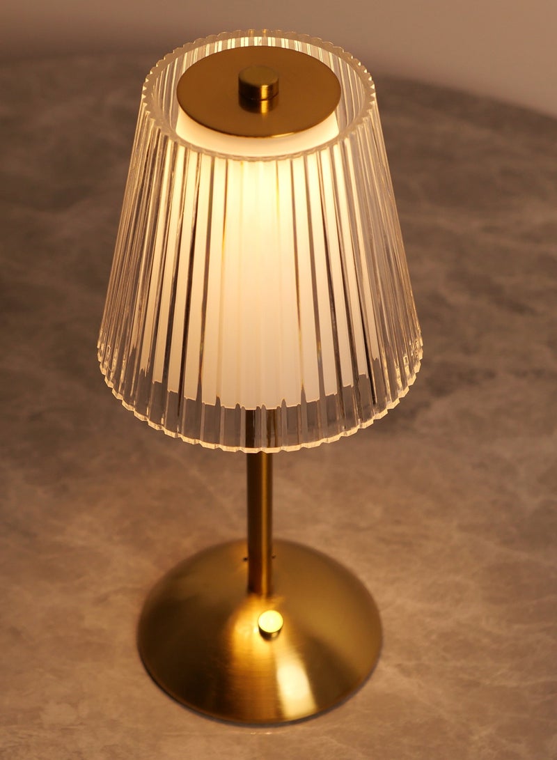 USB - Charging Table Lamp with Metallic Base Pleated Iridescence, Lighting Up the Exquisite Daily Life  - Image 3