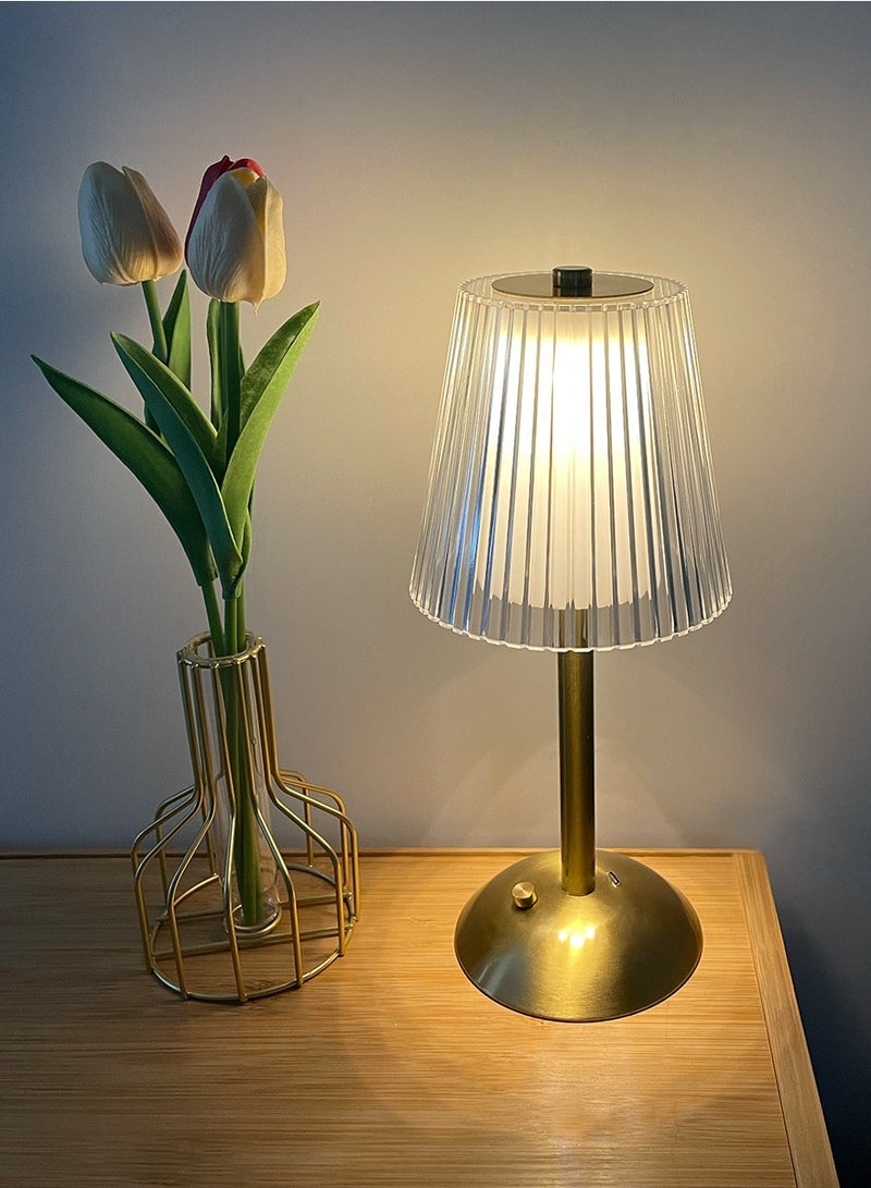 USB - Charging Table Lamp with Metallic Base Pleated Iridescence, Lighting Up the Exquisite Daily Life  - Image 5