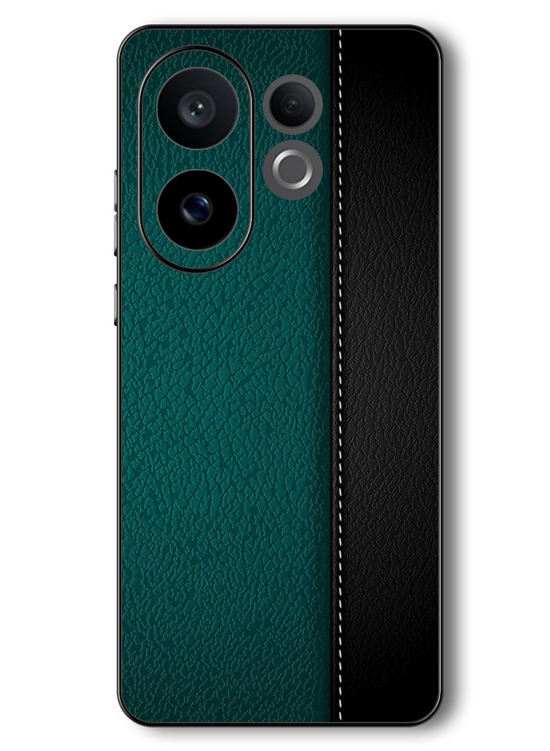 Theodor Case Compatible with Vivo V60 6.77 Inch Protection Shockproof Bumper Cover Green Black Leather Pattern - Image 1