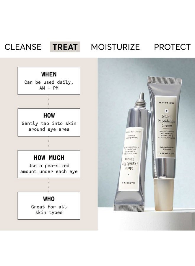 NATURIUM Multi-Peptide Eye Cream, Smoothing & Anti-Aging Skincare, with Squalene & Hyaluronic Acid, 0.5 oz - Image 2