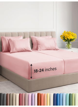 Extra Deep Split King Sheet Set - 7 Piece Breathable and Cooling Sheets - Hotel Luxury Bed Sheets Set - Easy Fit - Soft  Wrinkle Free and Comfy Sheets Set - Baby Pink Sheet Set with Extra Deep Pockets - pzsku/Z30BBC27DD19242E33F96Z/45/1749650394/e1a296f1-dc65-40b4-adc1-b5adf54aec9d