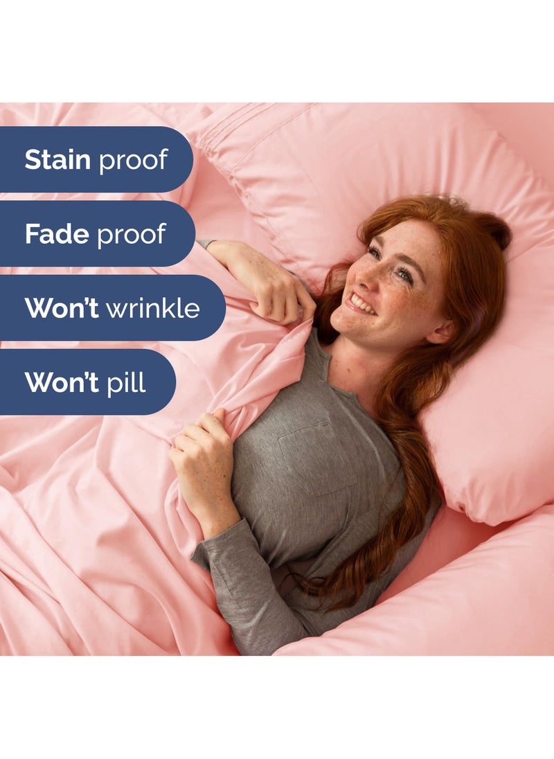 Extra Deep Split King Sheet Set - 7 Piece Breathable and Cooling Sheets - Hotel Luxury Bed Sheets Set - Easy Fit - Soft  Wrinkle Free and Comfy Sheets Set - Baby Pink Sheet Set with Extra Deep Pockets