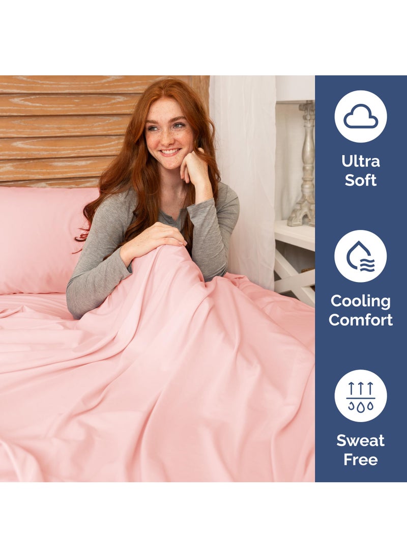Extra Deep Split King Sheet Set - 7 Piece Breathable and Cooling Sheets - Hotel Luxury Bed Sheets Set - Easy Fit - Soft  Wrinkle Free and Comfy Sheets Set - Baby Pink Sheet Set with Extra Deep Pockets