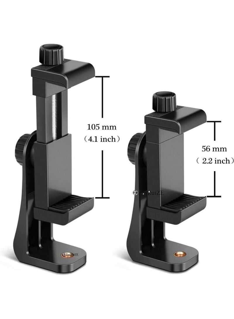 2-in-1 Tripod Stand with Mobile Phone Clip and 6.4mm Screw Adapter – 360° Rotating Holder for Smartphone and Camera – Black - Image 3