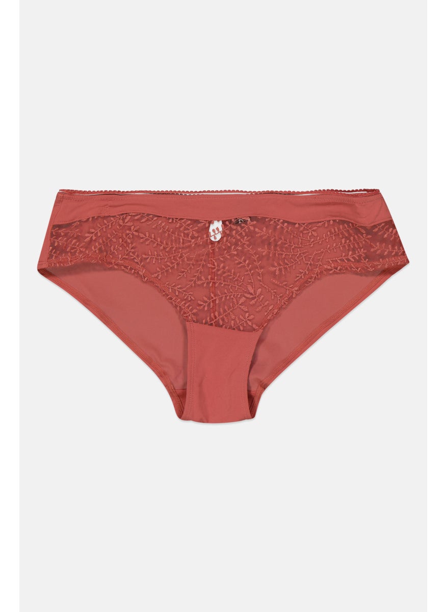 Etam Women Textured Pull On Panty, Pale Red  - Image 1