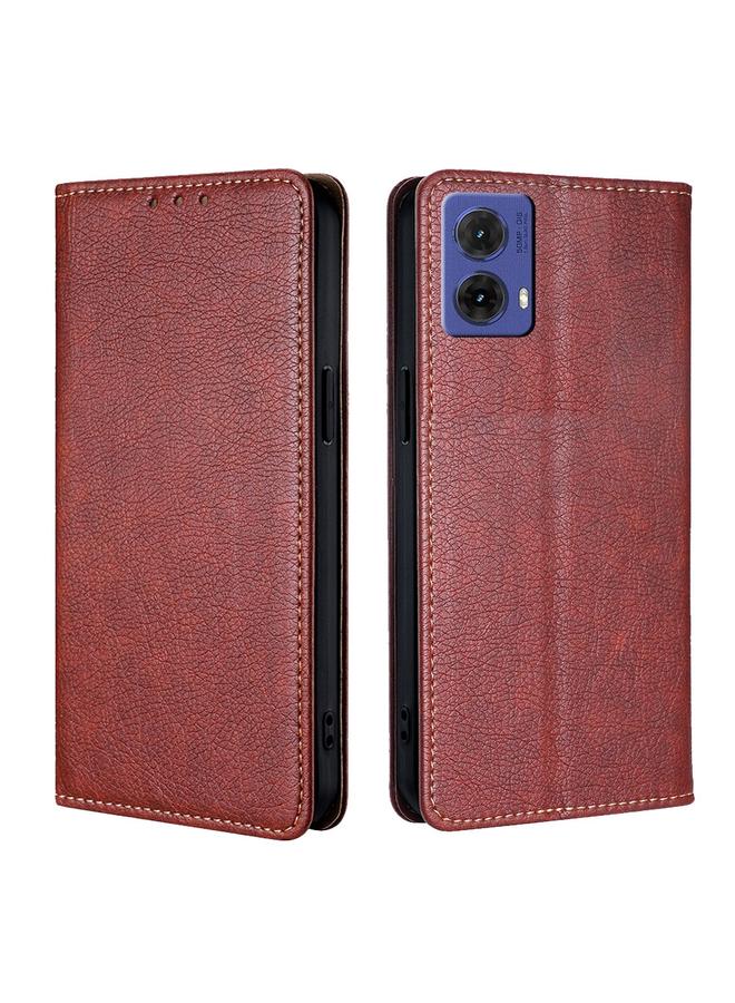 اس-توب جراب لهاتف Motorola Moto G85 5G، جراب هاتف جلدي مغناطيسي بلون سادة لامع وزيتي - Image 1