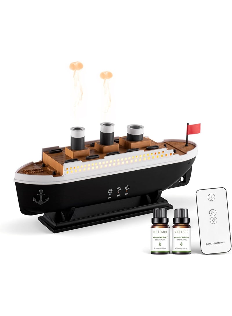موزع زيوت عطرية  على شكل سفينة مع مصابيح ليد ملونة وجهاز تحكم عن بعد - Image 1