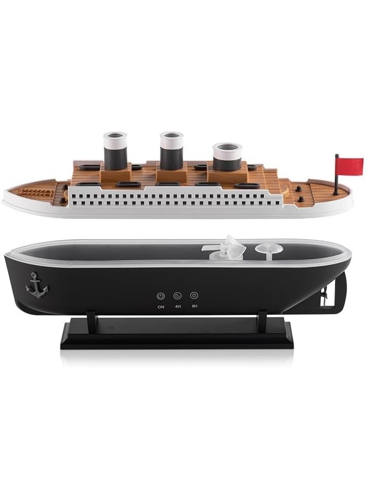 موزع زيوت عطرية  على شكل سفينة مع مصابيح ليد ملونة وجهاز تحكم عن بعد - Image 2