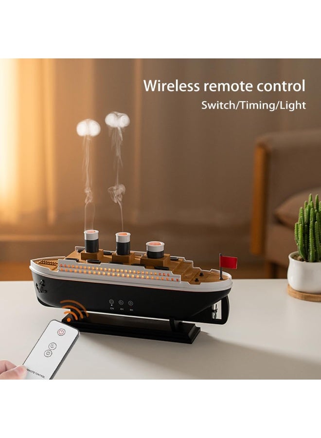 موزع زيوت عطرية  على شكل سفينة مع مصابيح ليد ملونة وجهاز تحكم عن بعد - Image 4