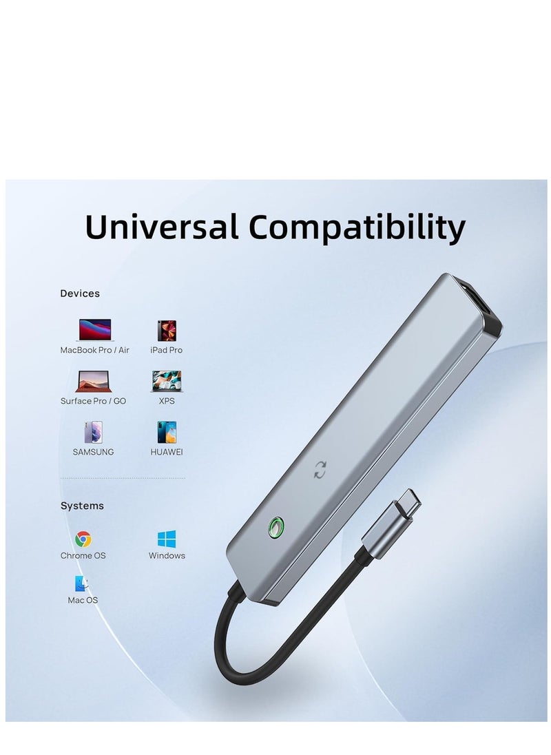 KASTWAVE - One Click Screen Projection/One Click Screen Rest MF Docking Station, Great for Kids with Laptops for School, 4K HDMI HUB USB Splitter 5 in 1 100W PD for MacBook/Pad Pro/Laptop/Phones - Image 1