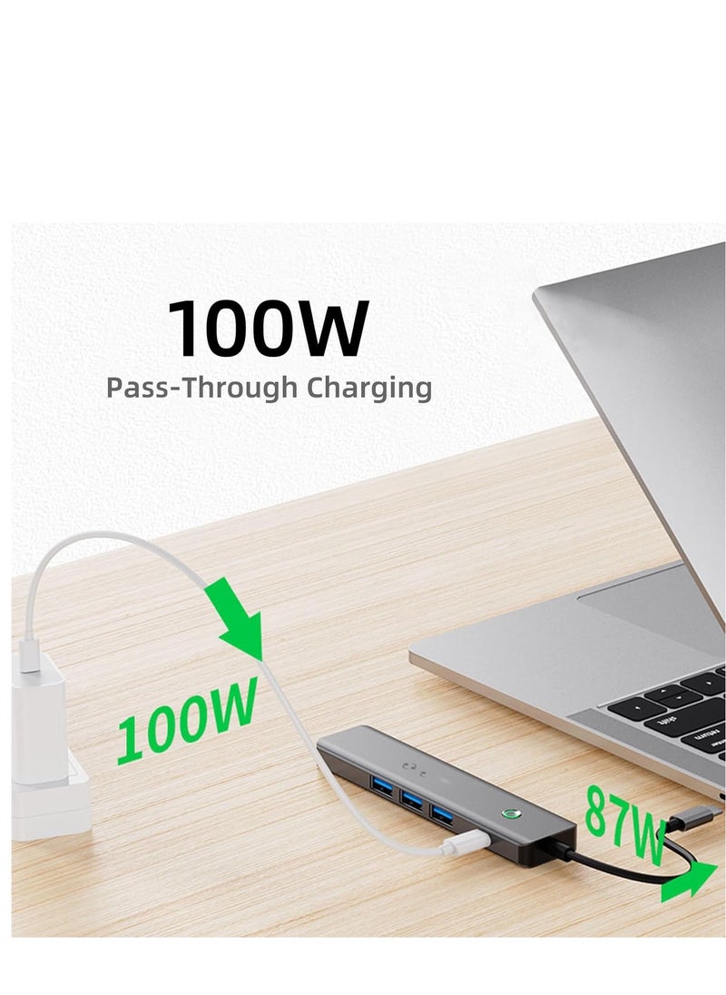 KASTWAVE - One Click Screen Projection/One Click Screen Rest MF Docking Station, Great for Kids with Laptops for School, 4K HDMI HUB USB Splitter 5 in 1 100W PD for MacBook/Pad Pro/Laptop/Phones - Image 1