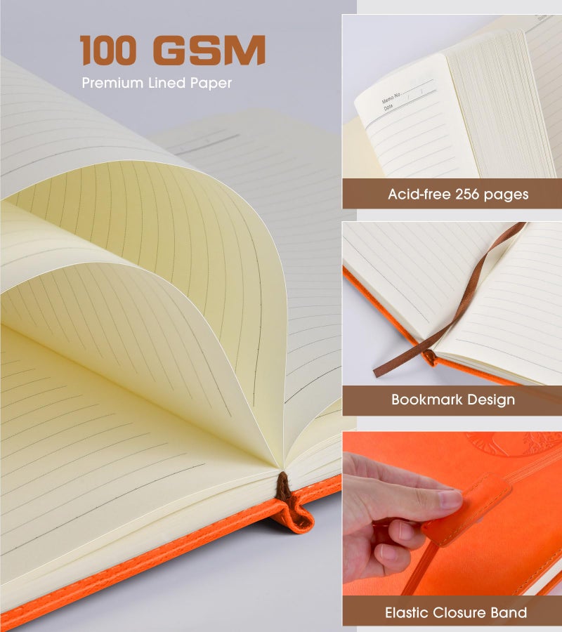 Biuwory Lined Journal Notebook for Women Men,256 Pages A4 Large Hardcover Leather Journals for Writing,Travel,Business,Work,School,College Ruled Notebooks for Note Taking, Diary Notepad 8.6"Ã—11" - Image 4