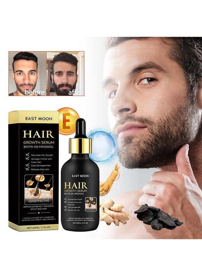 إيست مون مصل نمو الشعر - بيوتين 5٪ مينوكسيديل ، علاج إعادة نمو الشعر لتكثيف الشعر يعزز كثافة الشعر يساعد على وقف تساقط الشعر الشعر يحفز نمو الشعر ، ويستعيد مصل الشعر - 60 مل - Image 1