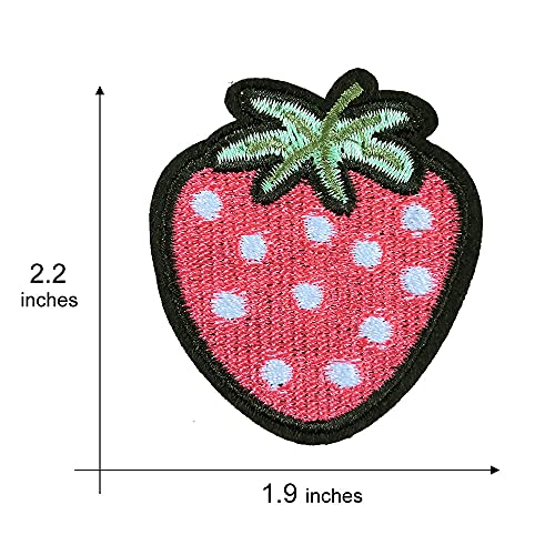 N/M 2-Pack Lovely Strawberry Cute Fruit Embroidered Iron on Patch Sweet Applique Badge - Image 2