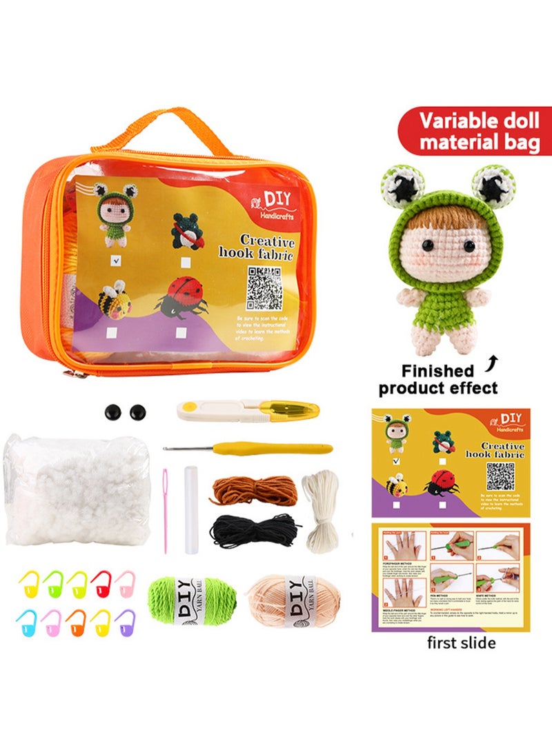 Crochet Knitting Kit for Beginners, Crochet Knitting Kit for Beginners, Cute Animal Knitting Kit for Adults and Kids, DIY Craft Knitting Supplies with Instructions (Dress-up Doll) - Image 2