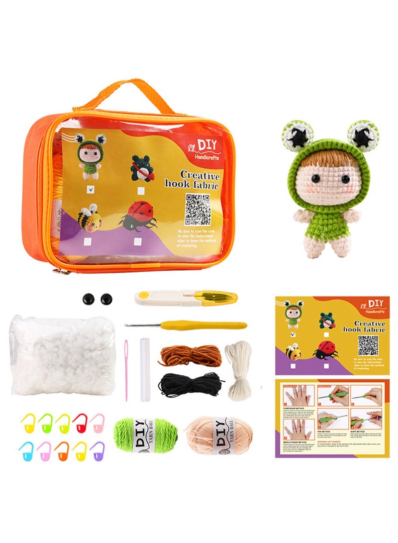 Crochet Knitting Kit for Beginners, Crochet Knitting Kit for Beginners, Cute Animal Knitting Kit for Adults and Kids, DIY Craft Knitting Supplies with Instructions (Dress-up Doll) - Image 1