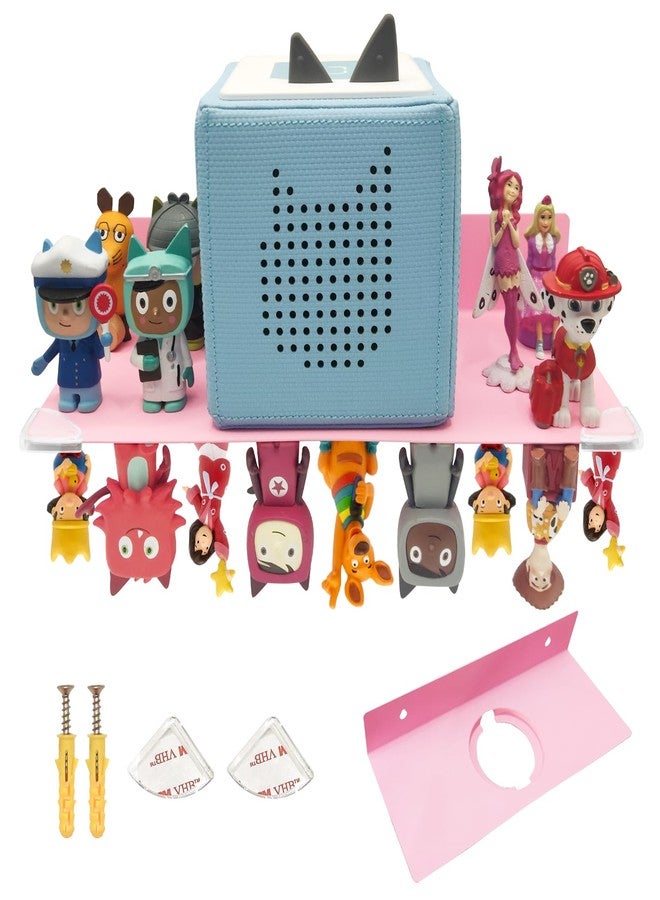 Qixiang CB Toniebox Shelf with Space for 30 Tonie Figures, Tonie Box Magnetic Wall Shelf, for Children to Play and Collect (Pink) - Image 1