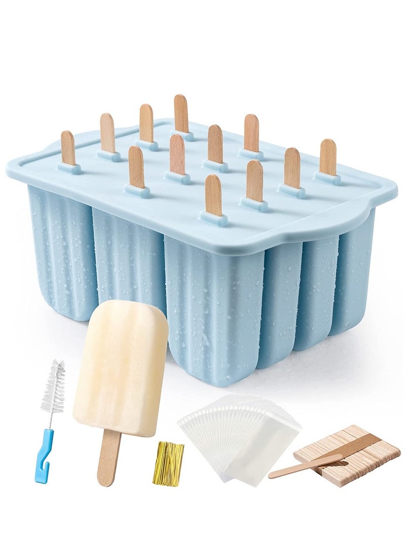 KASTWAVE Popsicles Molds, 12 Pieces Silicone Popsicle Molds Easy-Release BPA-free Popsicle Maker Molds Ice Pop Molds Homemade Popsicle Ice Pop Maker  - Image 1