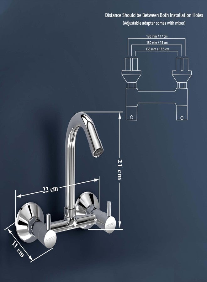 Planet Sink Mixer Tap Hot and Cold with Sustainable Water Flow Nozzle/Basin Mixer Tap Hot and Cold/360° Swivel Spout for Bathroom with Wall Flange (Makasa-Chrome) - Image 3