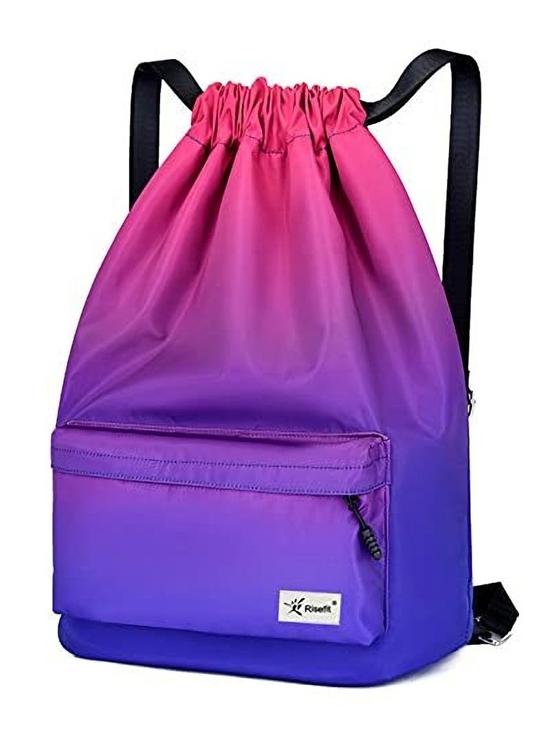 Waterproof Drawstring Bags, Printed Gym Sackpacks Bags Sports Backpacks for Shopping Swimming Yoga for Men Women Girls Students - Image 1