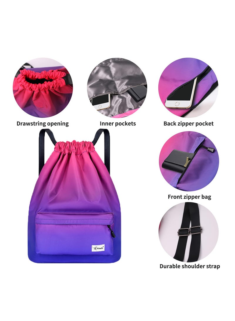 Waterproof Drawstring Bags, Printed Gym Sackpacks Bags Sports Backpacks for Shopping Swimming Yoga for Men Women Girls Students - Image 3