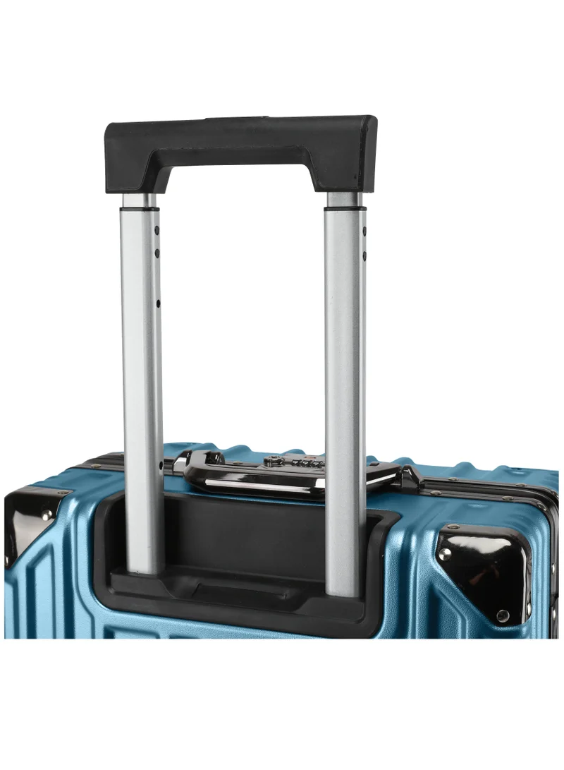 CABINPRO Lightweight Aluminum Frame Fashion Luggage Trolley Polycarbonate Hard Case Carry On Suitcase with 4 Quite 360 Degree Double Spinner Wheels CP001 Dark Blue