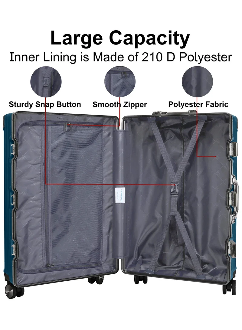 Cabinpro Dark Blue Lightweight Aluminum Frame Fashion Luggage Trolley Polycarbonate Hard Case Carry On Suitcase with 4 Quite 360 Degree Double Spinner Wheels CP001 Dark Blue  | Best Price UAE