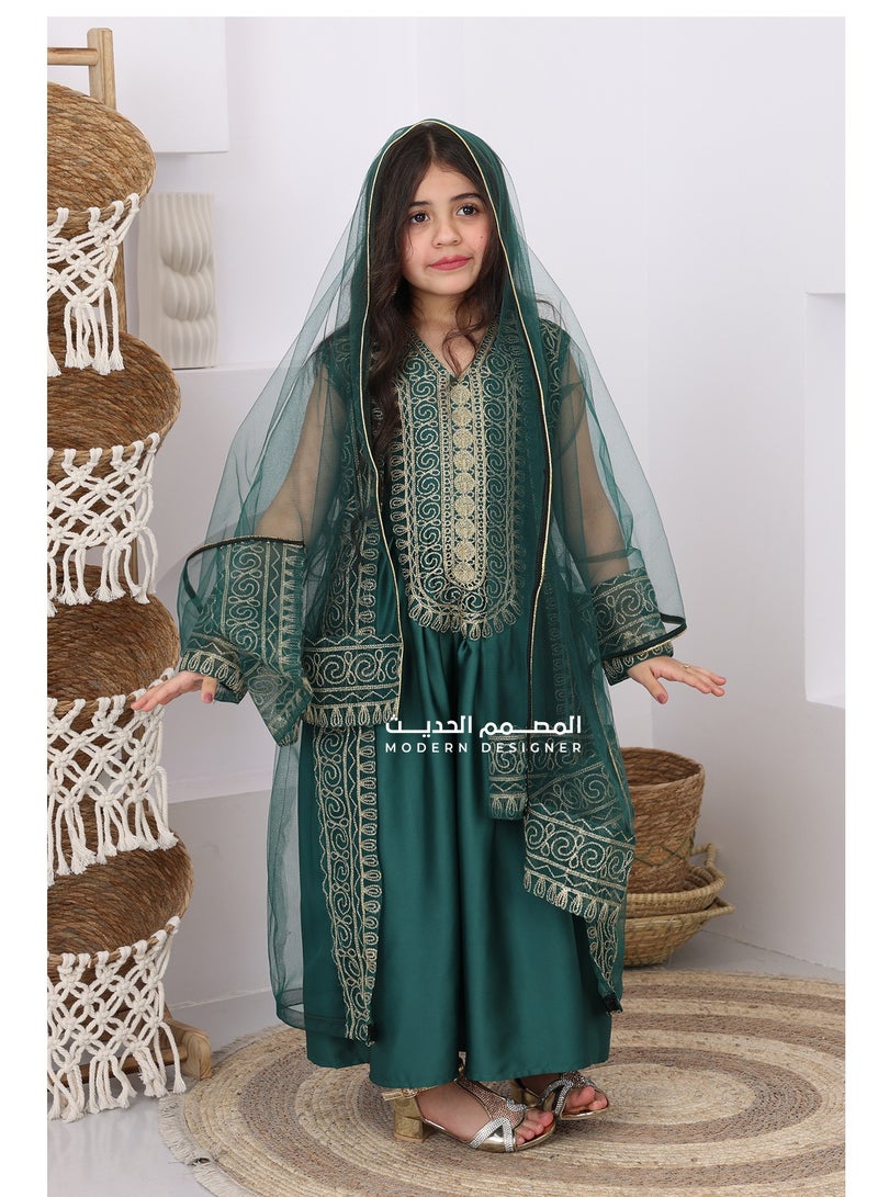 مودرن ديزاين جلابية أطفال مناسبات تألقي بإطلالة طفلتك في يوم التأسيس والمناسبات الخاصة - Image 1