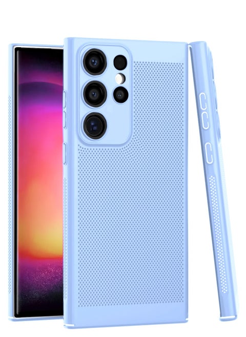 Heat Dissipation Case with Built in Camera Lens Protector Slim Fit Breathable Cooling Anti Fingerprint Hard PC Back ShockproofÂ Cover For Samsung Galaxy S23 Ultra (Light Blue)