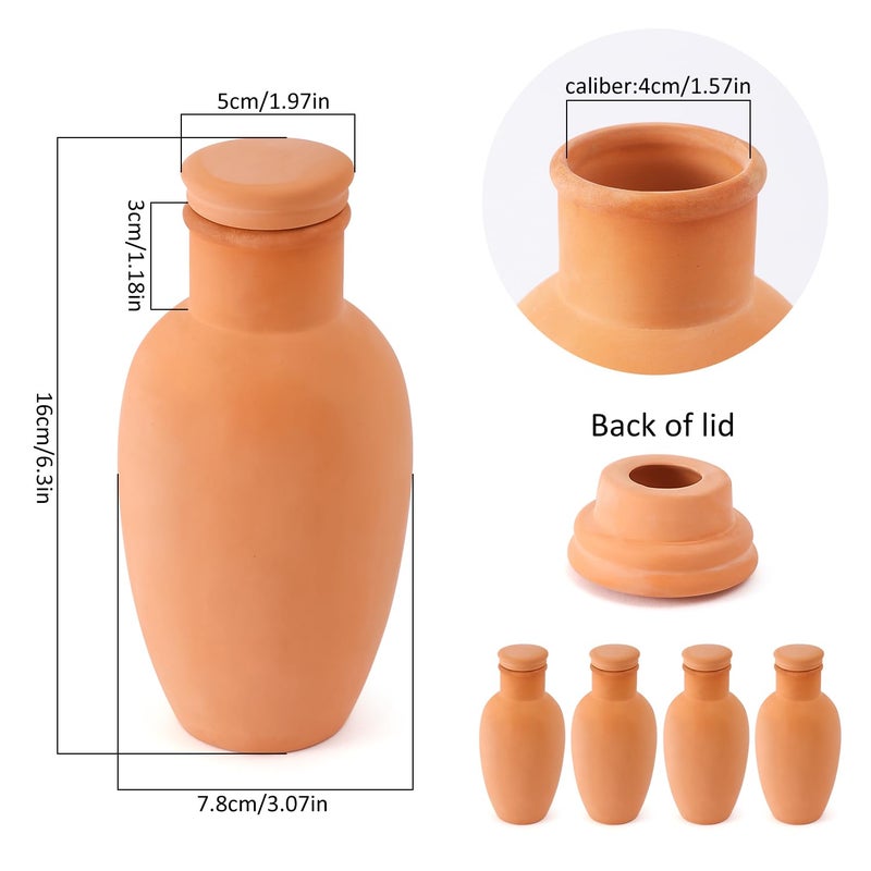 Lovely Ran 4pcs Ollas 3.1inch Plant Watering Globes Clay Watering Pot with lid Terra Cotta Clay Irrigation Globes Terracotta Watering Simple Irrigation Peripheral Water System Self Watering System - Image 2