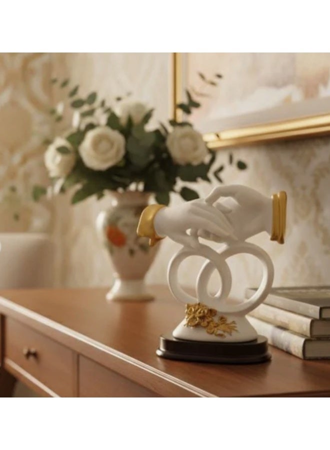 AKDC 16×15cm Ceramic Hands Décor in White with Gold Finish | Artistic Decorative Sculpture for Stylish Interiors - Image 2