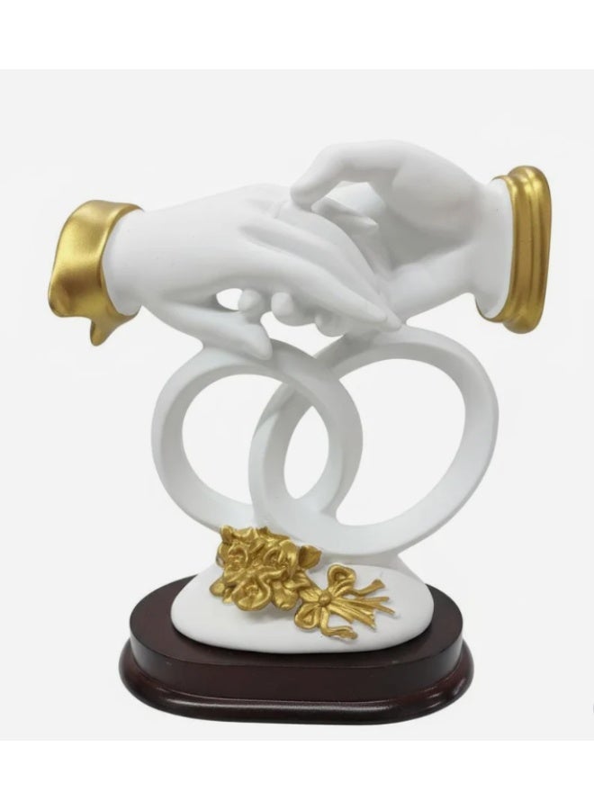 AKDC 16×15cm Ceramic Hands Décor in White with Gold Finish | Artistic Decorative Sculpture for Stylish Interiors - Image 1