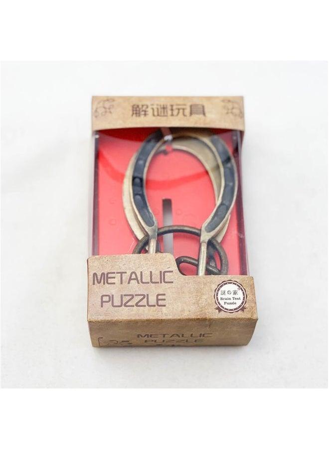 Magic Alloy Horse Hoof Intelligence Unlocking Toy Nine Linked Rings Adult Puzzle Metal Material Educational Function-Color:2  - Image 4