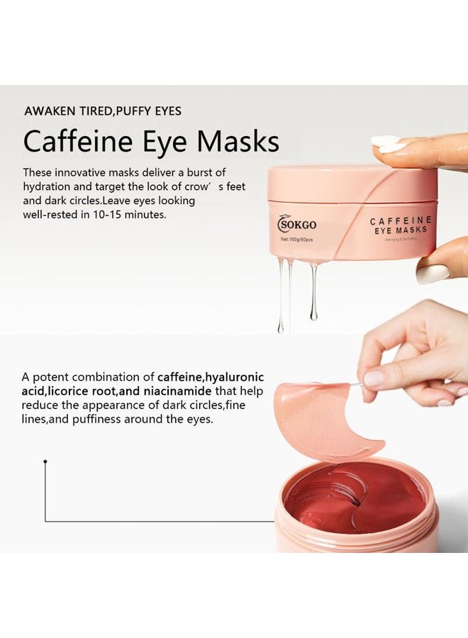 Fovcos Professional Caffeine Eye Masks, Under Eye Patches for Puffy Eyes, Eye Masks for Dark Circle, Wrinkles and Fine Lines, Rejuvenating and Refreshing Eye Masks with Caffeine - Image 4