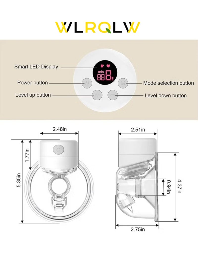 WLRQLW - Hands-Free Wearable Electric Breast Pump With LCD Display, 9 Levels And 2 Rechargeable Modes And Massage Mode - Image 1